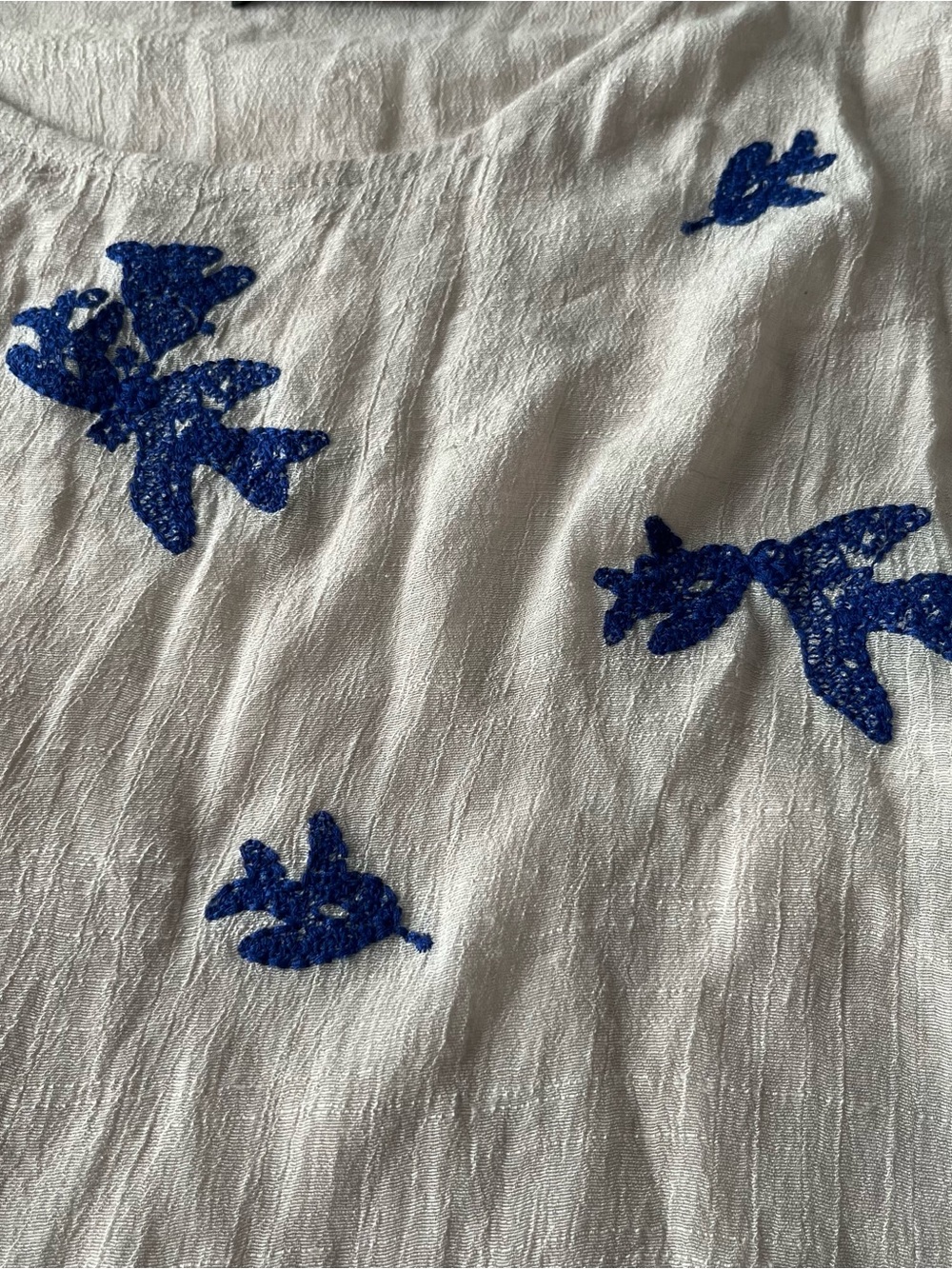 THML Beige Top with Blue Embroidered Floral Motif - Picture 3 of 4